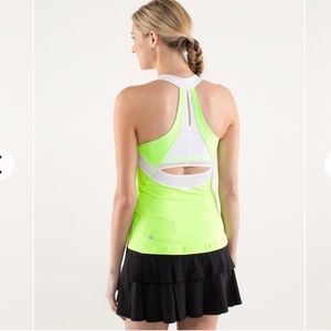 Lululemon Run Make It Count Tank Zippy Green/White